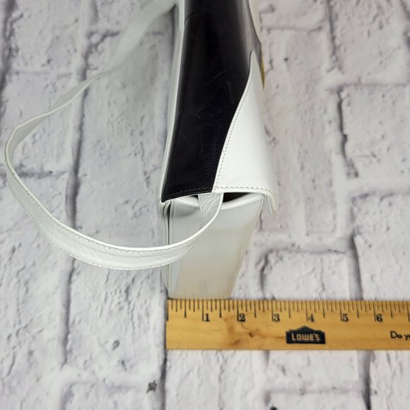 Vtg MCM Bally Womens Envelope Crossbody Bag White & Black Leather Made In Italy - Picture 7 of 11